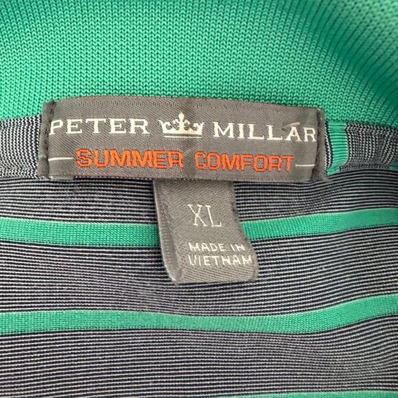 Peter Millar Summer Comfort Golf Polo Shirt | Green Gray Stripe | SZ XL - Picture 7 of 9